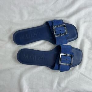 M. Gemi Blue Suede Leather Slip On Sandals Summer buckle detail, size 9.5/EU40.5